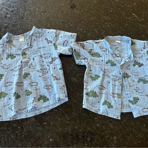 Kids Dinosaur Print Blue Shirt Set